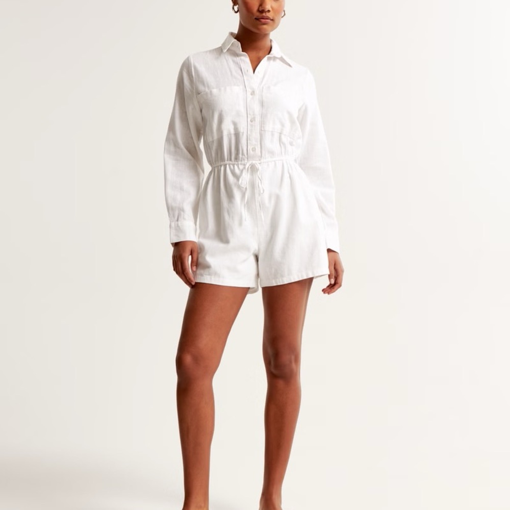 Stylish White Button-Up Romper